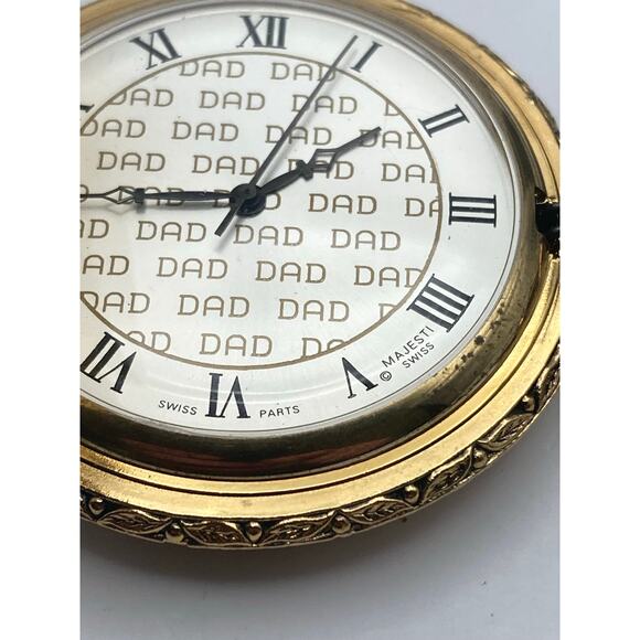 Majesti Swiss Men's Number 1 Dad Pocket Watch With Chain and Clip - New Battery - Picture 6 of 9